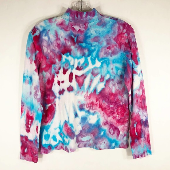 Unicorn Farm Kim Rogers Medium MP‎ Top Turtleneck Tie Dye Handmade Pink Blue 451 - Picture 2 of 10